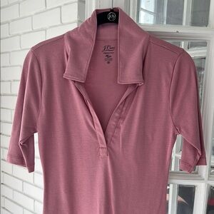 J. Crew Pink Fitted 3/4 Sleeve Polo Dress